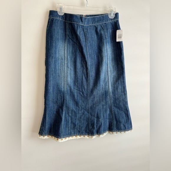 Nwt Vintage Glensport Collection Jean Denim Skirt Ruffle Bottom Pockets Size 6 - Picture 7 of 7